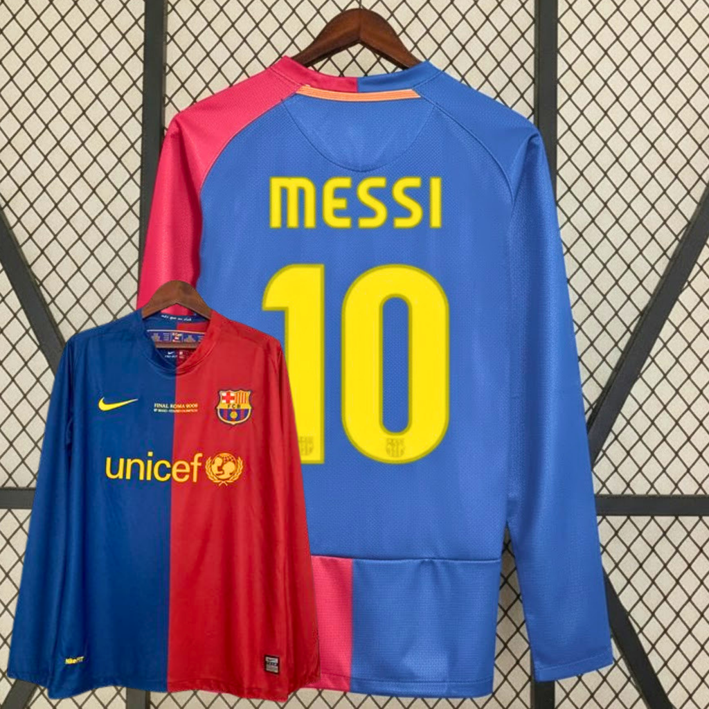 FC Barcelona 2008-09 Retro UCL Final Home Long Sleeve Jersey | #10 Lionel Messi