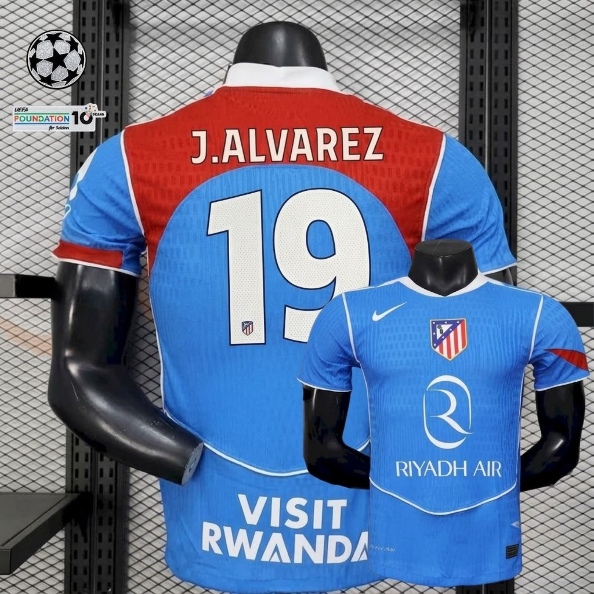 Atletico Madrid 2025/26 Third Away UCL No.19 J. Alvarez Jersey – Short Sleeve Football Shirt S–2XL