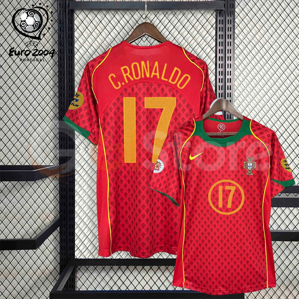 Portugal 2004 Retro Home Short Sleeve Jersey #17 C.Ronaldo Euro 2004 Patch Personalized Rare