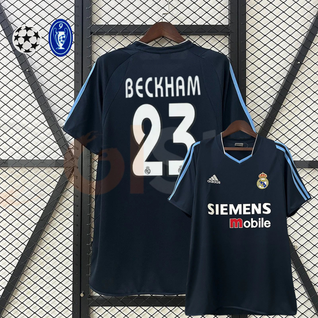 2003/04 Real Madrid Retro Away Navy Blue Jersey #23 Beckham UCL Personalized