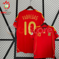 Spain 2008 Euro Championship Retro Home Short Sleeve Jersey #10 Fabregas Euro Patch Personalized Rare