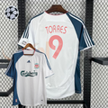 2006-2007 Liverpool Retro White Away Short Sleeve Jersey #9 Torres Personalized UCL Patch