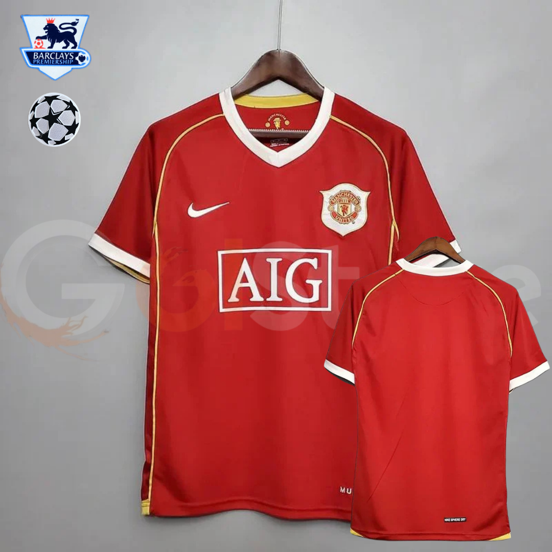 Manchester United 2006-2007 Retro Home Short Sleeve Jersey Personalized UCL PL Patch Rare