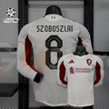 2025-2026 Liverpool Player Version White Long Sleeve Jersey #8 Szoboszlai Personalized UCL Patch