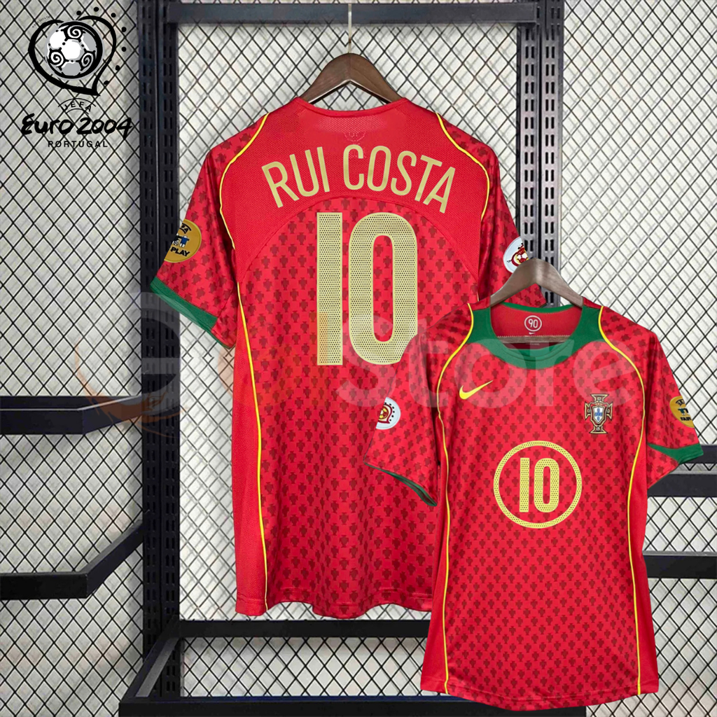 Portugal 2004 Retro Home Short Sleeve Jersey #10 Rui Costa Euro 2004 Patch Personalized Rare