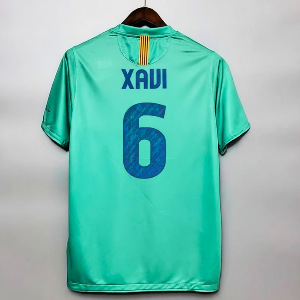 FC Barcelona 2009-10 Retro Green Away Jersey | #6 Xavi Hernández | La Liga & UCL