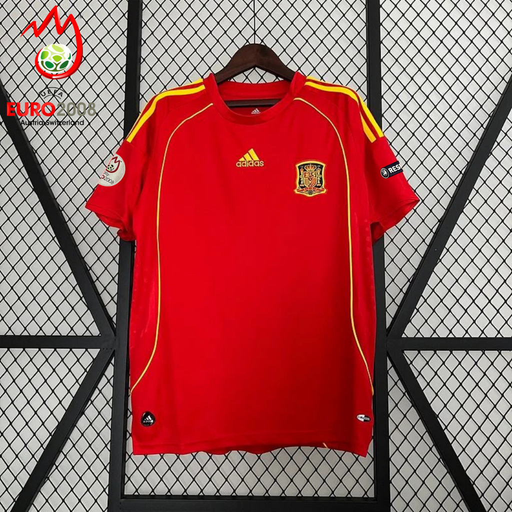 Spain 2008 Euro Championship Retro Home Short Sleeve Jersey Euro Patch Personalized Rare
