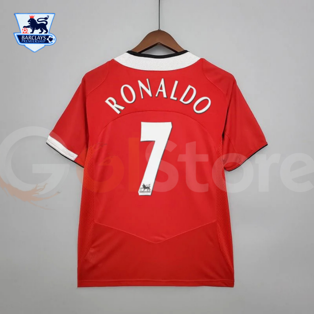 Manchester United 2005-2006 Retro Home Short Sleeve Jersey #7 Ronaldo Personalized PL Patch Rare