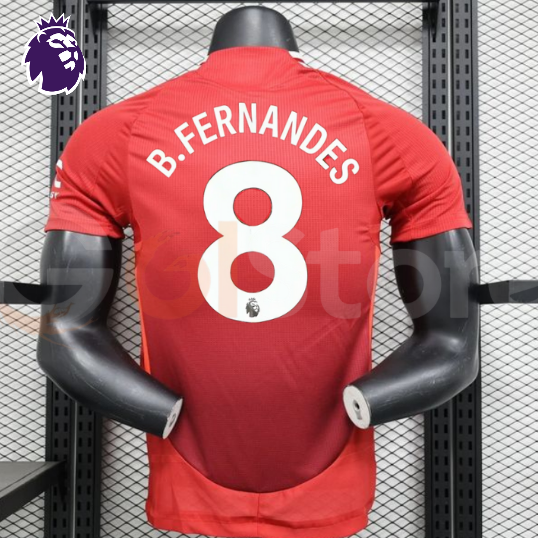 Manchester United 2024-2025 Home Short Sleeve Jersey #8 Bruno Fernandes Personalized PL