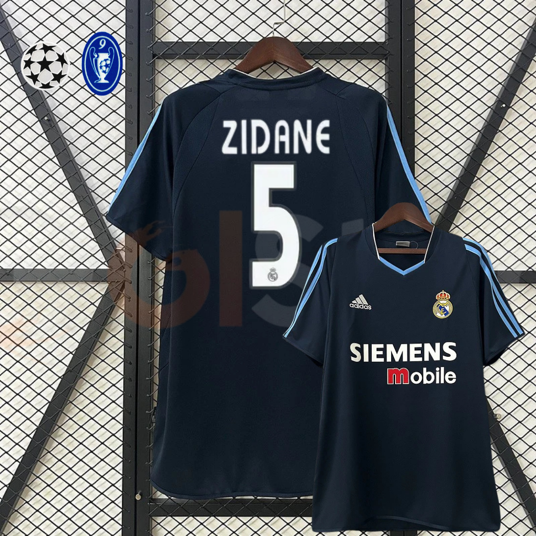 2003/04 Real Madrid Retro Away Navy Blue Jersey #5 Zidane UCL Personalized