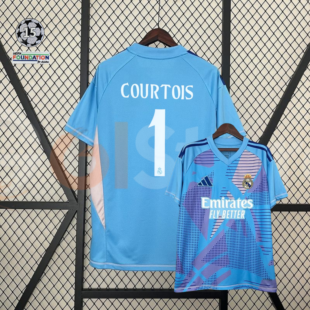 2024/25 Real Madrid Goalkeeper Blue Jersey #1 Courtois UCL Personalized