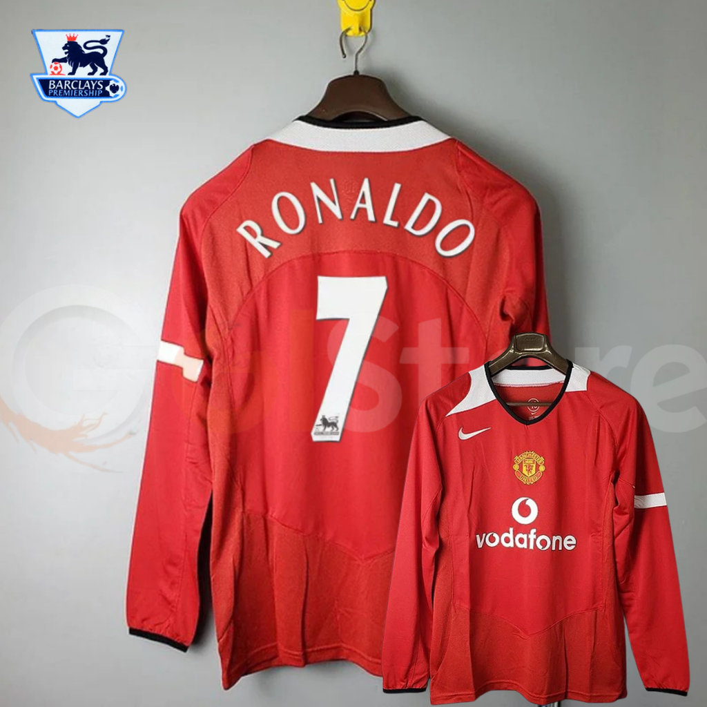 Manchester United 2005-2006 Retro Long Sleeve Jersey #7 Ronaldo Personalized PL UCL Rare