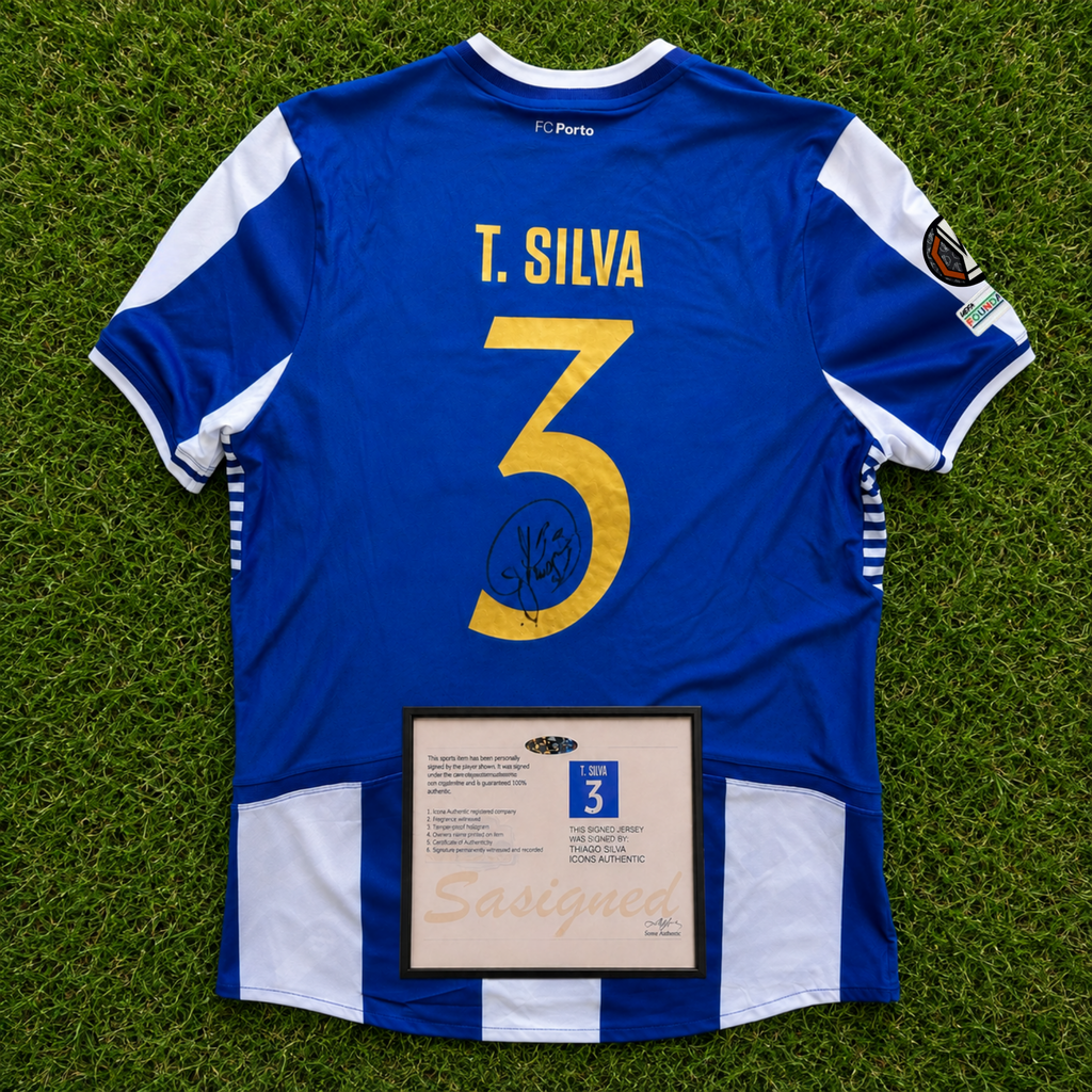 Maillot de football T. Silva signé style Porto 25/26 – Souvenir de collection Thiago Silva pour les fans