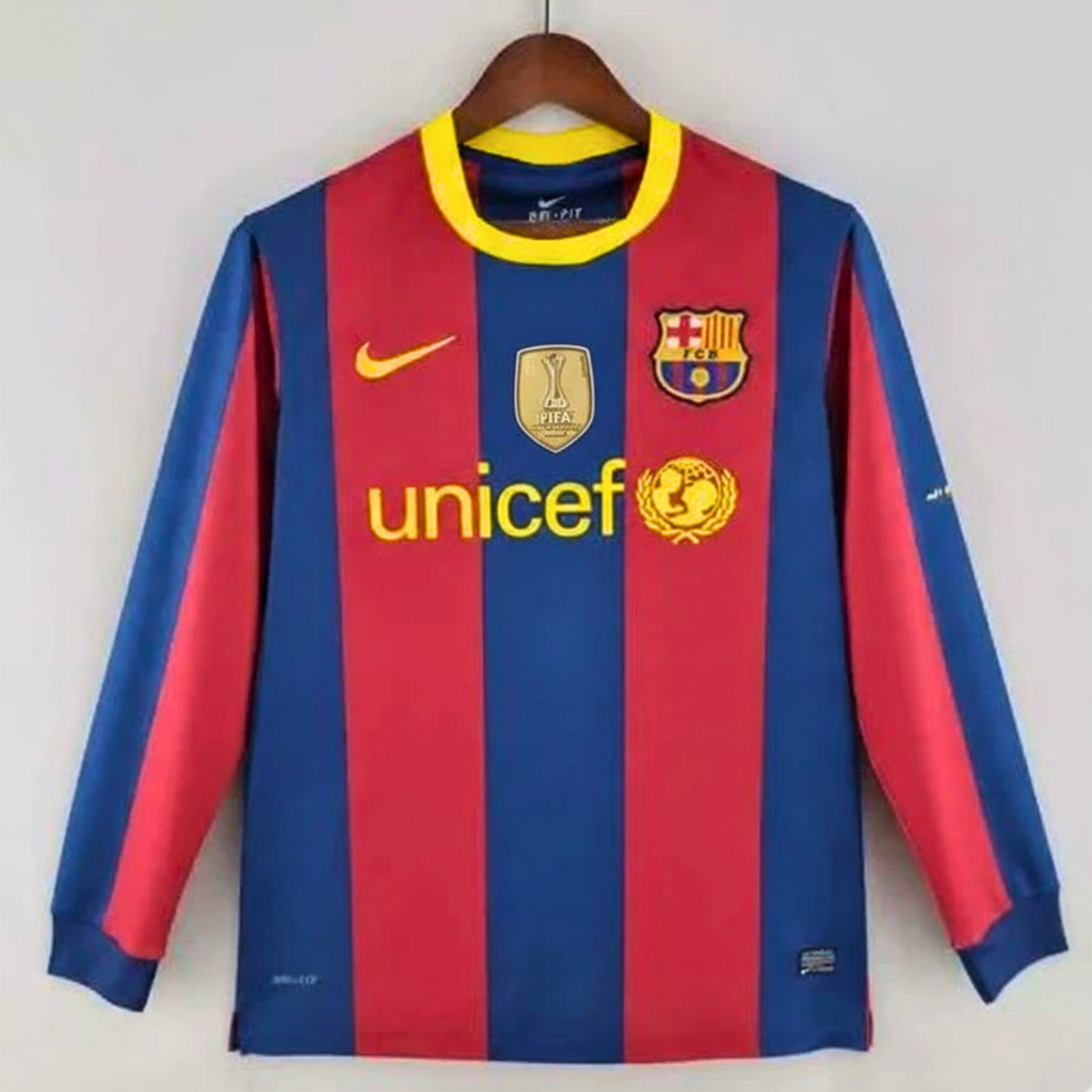 FC Barcelona 2010-11 Retro Home Long Sleeve Jersey | Custom Name & Number | La Liga & UCL