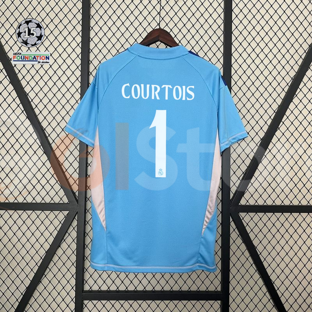 2024/25 Real Madrid Goalkeeper Blue Jersey #1 Courtois UCL Personalized