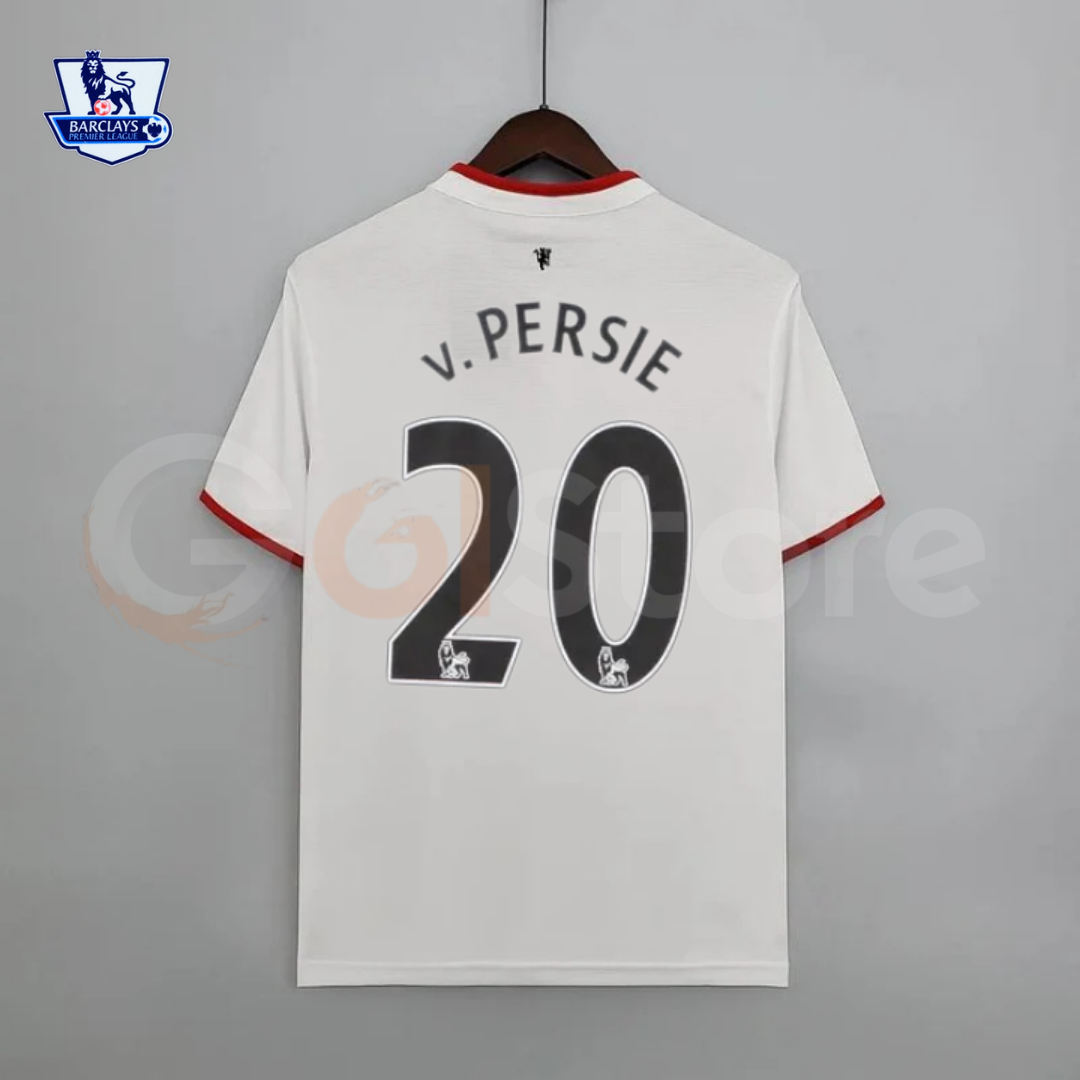 Manchester United 2013-2014 Retro White Away Short Sleeve Jersey #20 Van Persie Personalized PL Rare