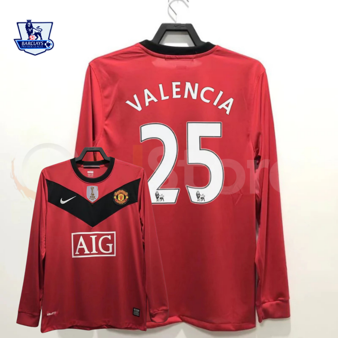 Manchester United 2010 Retro Home Long Sleeve Jersey #25 Valencia Personalized PL Rare