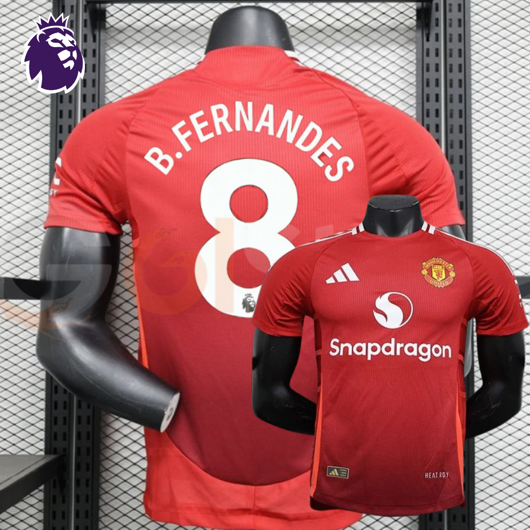 Manchester United 2024-2025 Home Short Sleeve Jersey #8 Bruno Fernandes Personalized PL