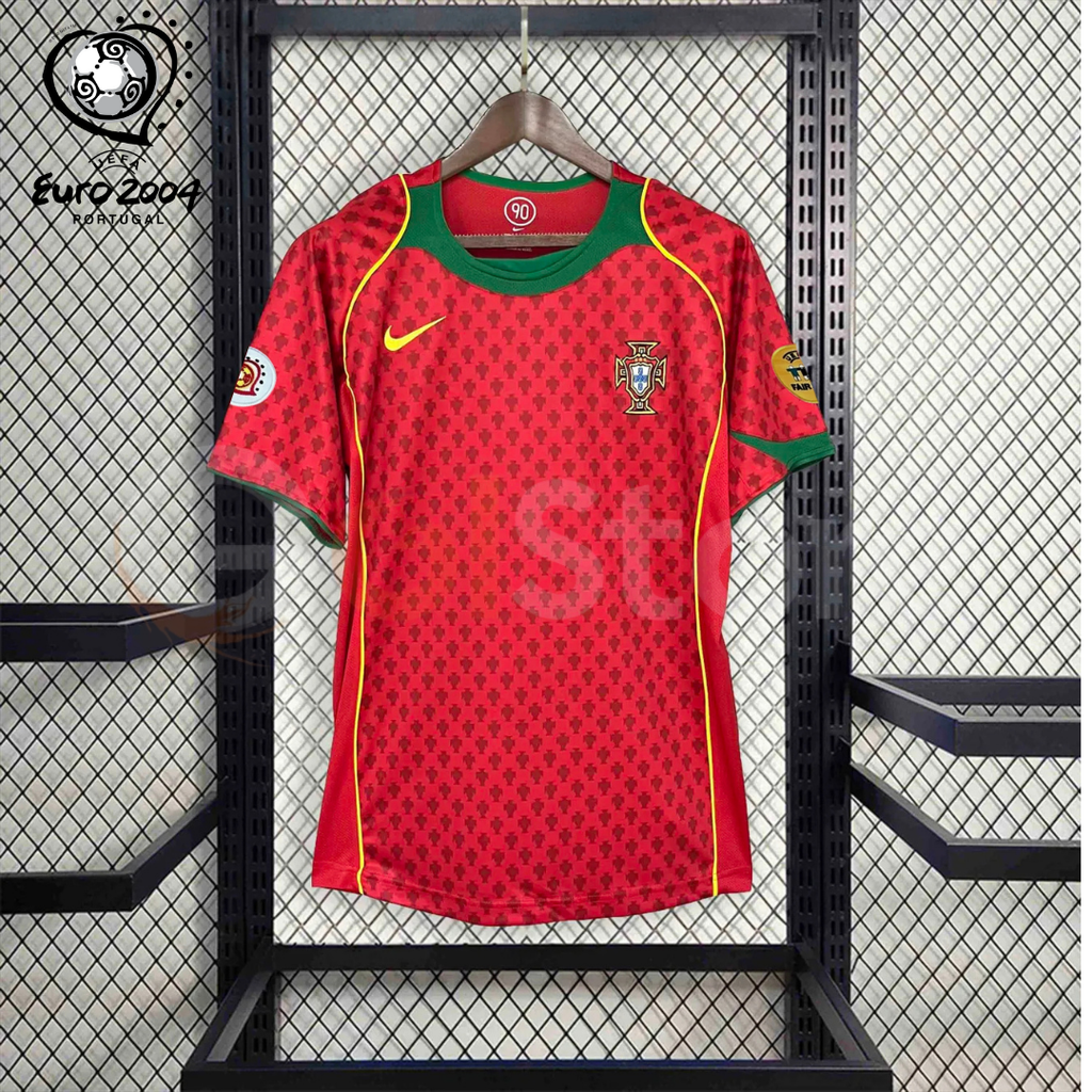 Portugal 2004 Retro Home Short Sleeve Jersey Euro 2004 Patch Personalized Rare Figo Rui Costa Deco Ronaldo
