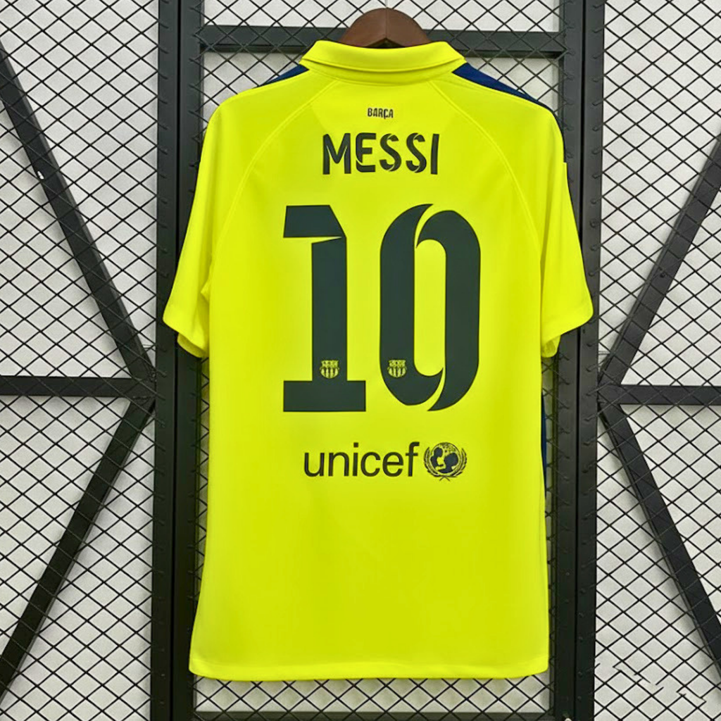 FC Barcelona 2014-15 Retro Yellow Away Jersey | #10 Lionel Messi | La Liga & UCL