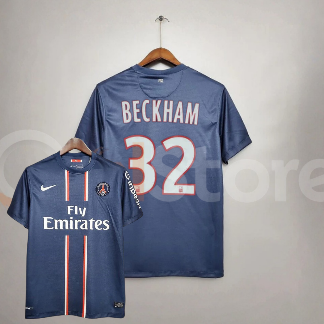 PSG 2012-2013 Retro Home Short Sleeve Jersey #32 Beckham Ligue 1 Patch Personalized Rare