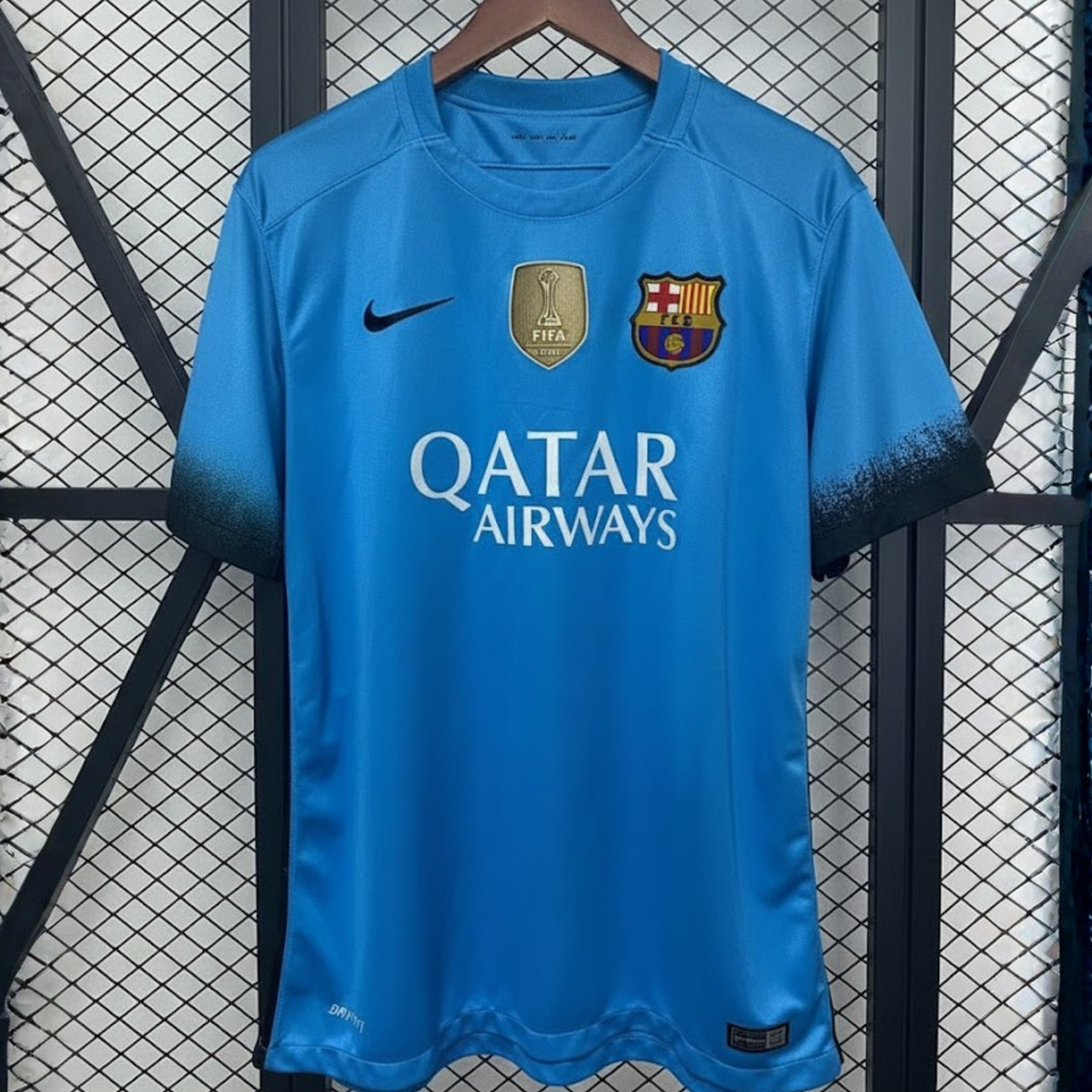FC Barcelona 2015-16 Retro Blue Away Jersey | Custom Name & Number | La Liga & UCL