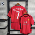 Manchester United 2002-2003 Retro Home Short Sleeve Jersey #7 Beckham Personalized UCL Patch Rare