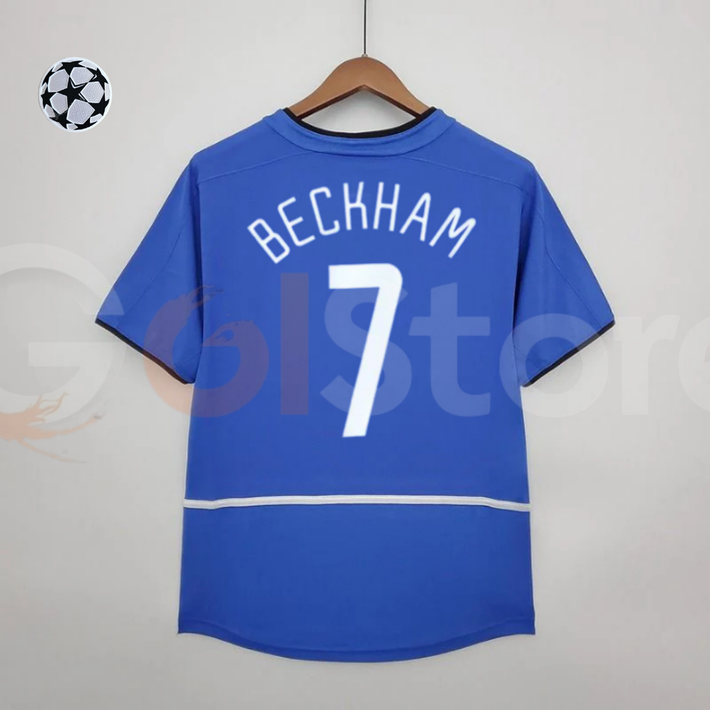 Manchester United 2002-2004 Retro Home Short Sleeve Jersey #7 Beckham Personalized UCL Patch Rare
