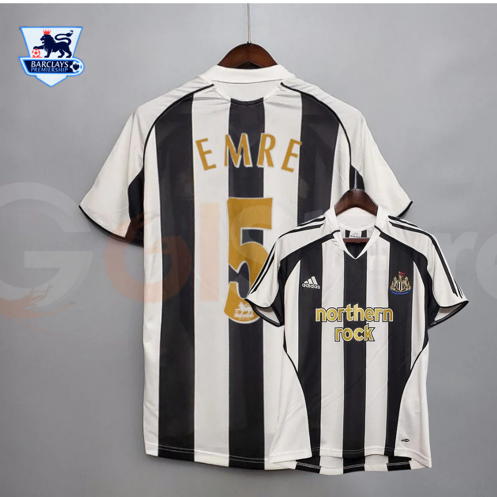 Newcastle United 2005-2006 Retro Home Short Sleeve Jersey #5 Emre Premier League Patch Personalized Rare