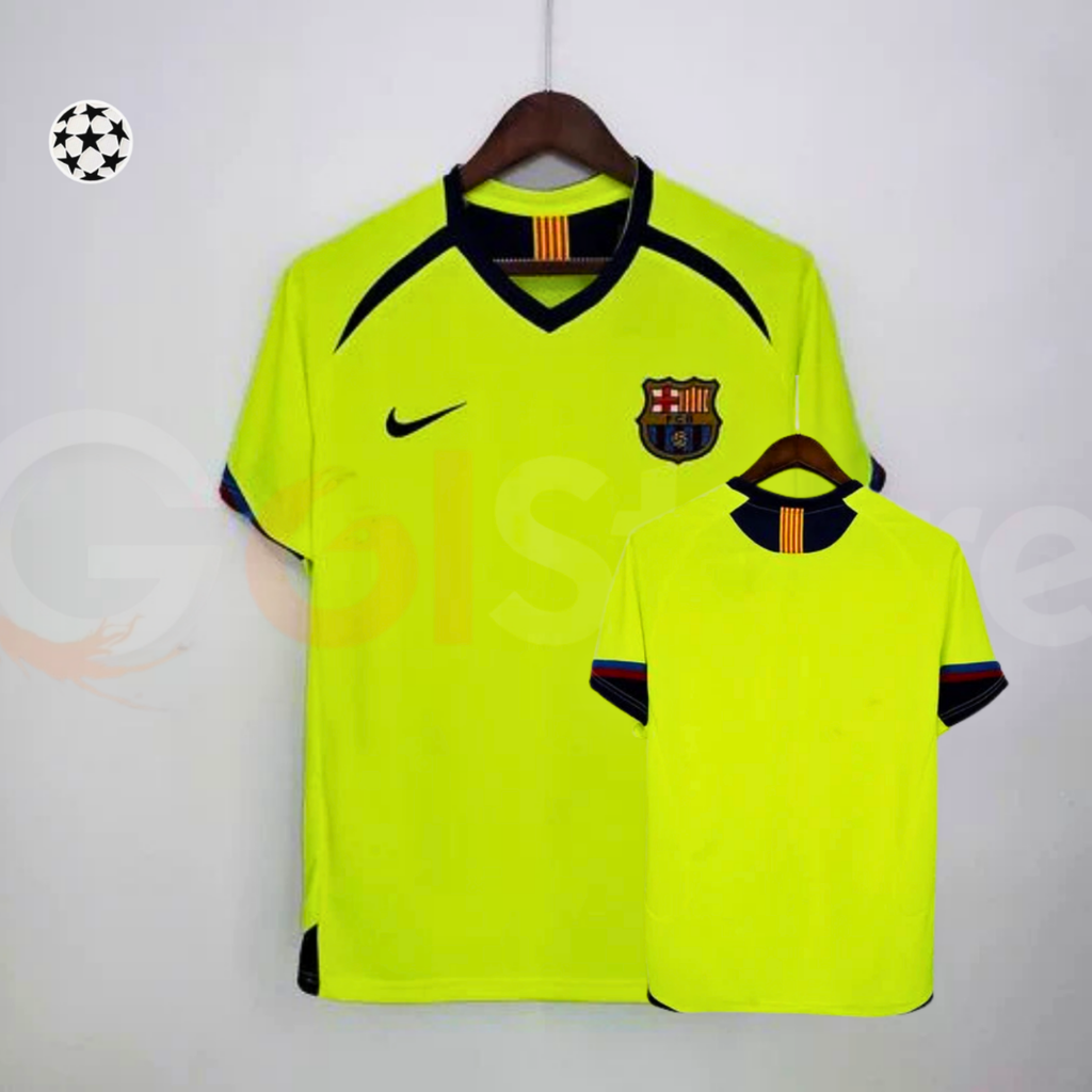 FC Barcelona 2005-06 Retro Green Away Jersey | Custom Name & Number | UCL