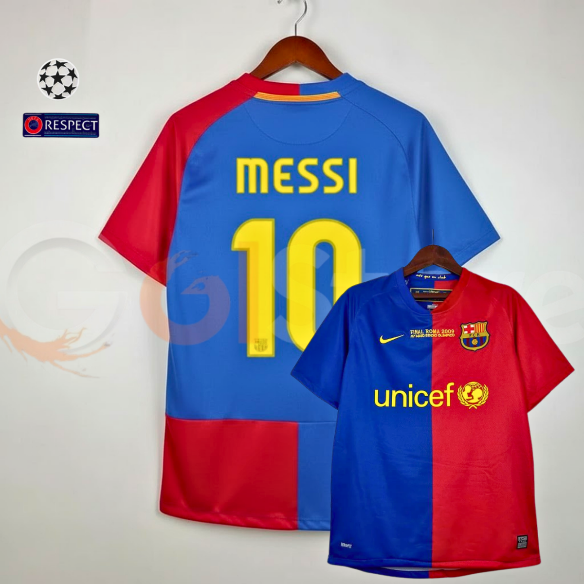 FC Barcelona 2008-09 UCL Final Retro Home Jersey | #10 Lionel Messi | UCL