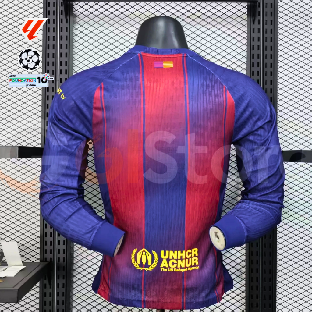 FC Barcelona 2025-26 Home Professional Long Sleeve Jersey | Custom Name & Number | UCL & La Liga
