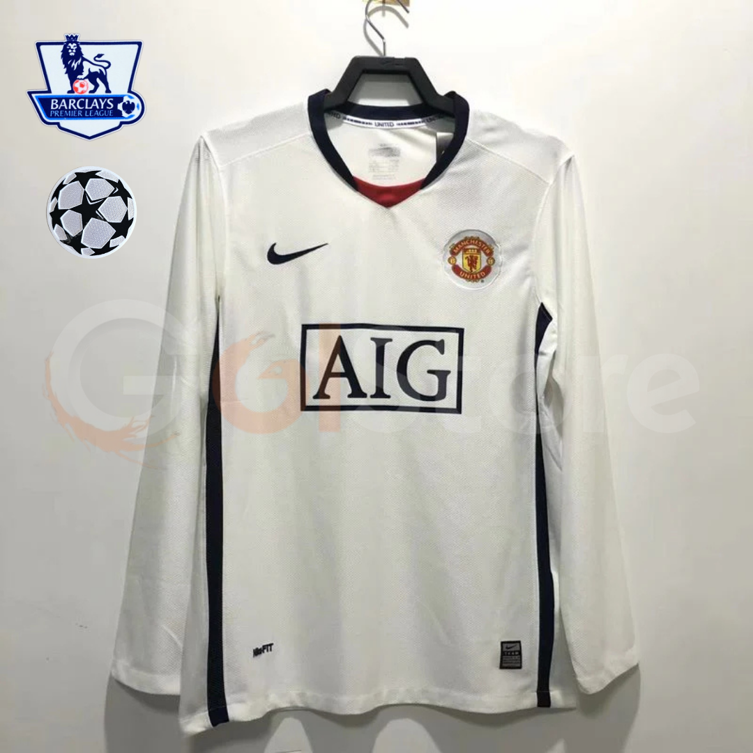 Manchester United 2008-2009 Retro Away Long Sleeve Jersey UCL Personalized PL UCL Patch Rare