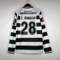 Sporting CP 2001-2003 Retro Long Sleeve Jersey #28 Cristiano Ronaldo Primeira Liga Patch Personalized Rare