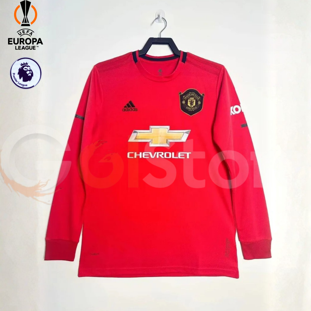 Manchester United 2019-2020 Retro Home Long Sleeve Jersey Personalized UEL PL Patch Rare