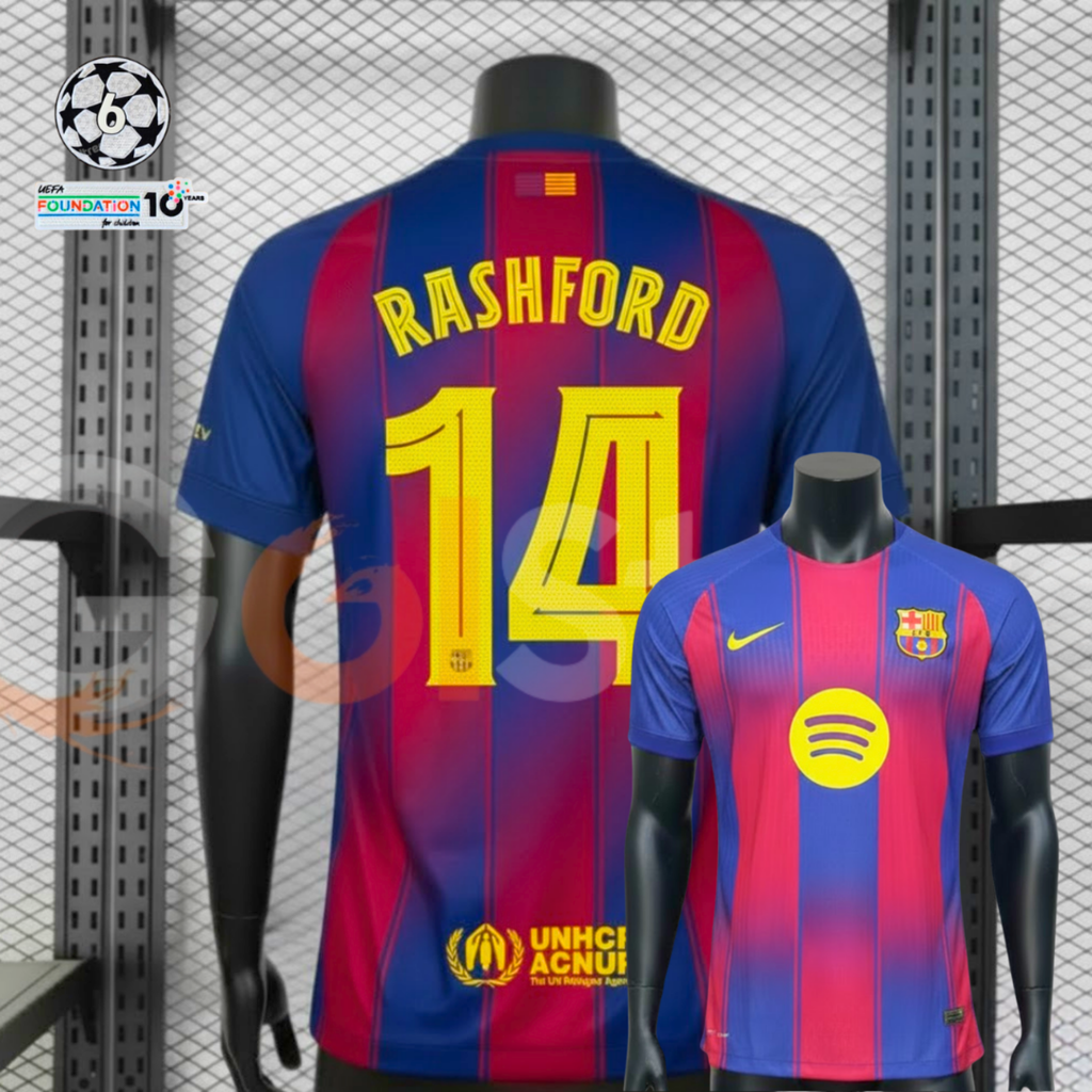 FC Barcelona 2025-26 Home Professional Jersey | #14 Marcus Rashford | UCL