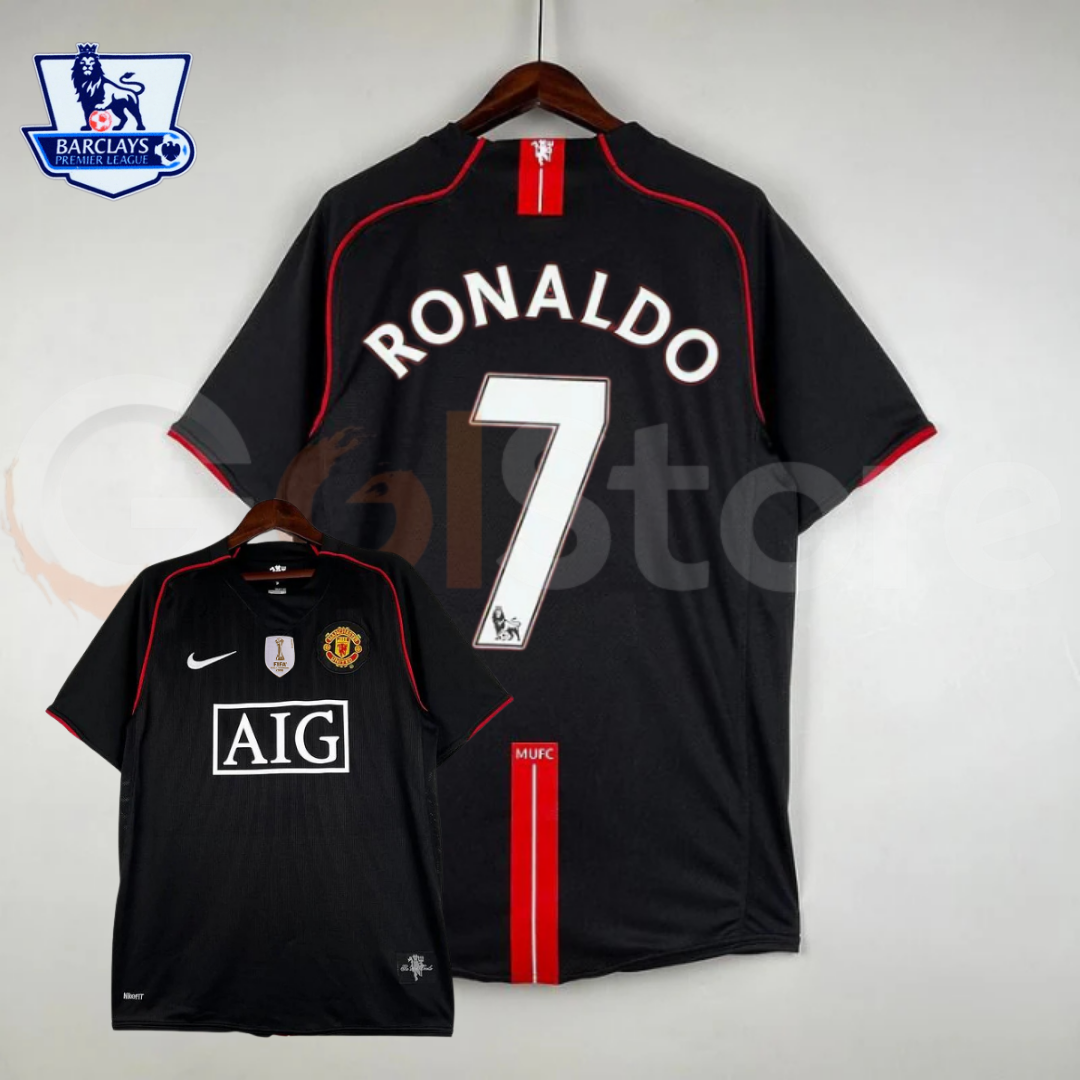 Manchester United 2007-2008 Retro Away Short Sleeve Jersey #7 Ronaldo Personalized PL UCL Rare