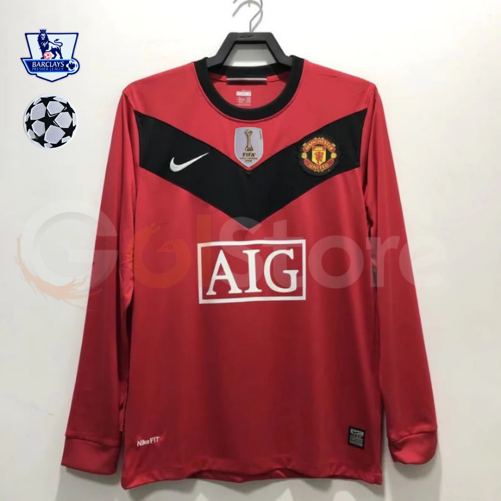 Manchester United 2010 Retro Home Long Sleeve Jersey UCL PL Patch Personalized Rare