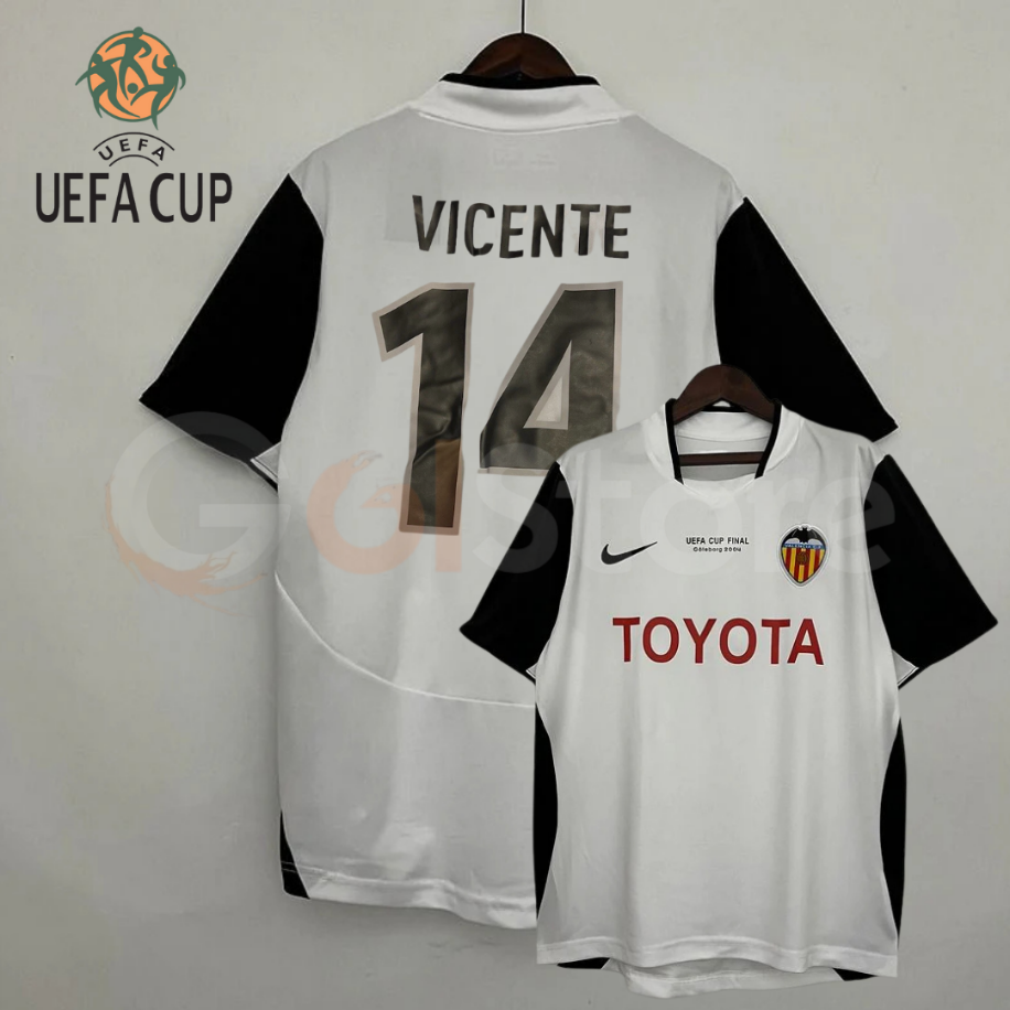 Valencia CF 2003-04 Retro Home Jersey – Classic White Short Sleeve Football Shirt
