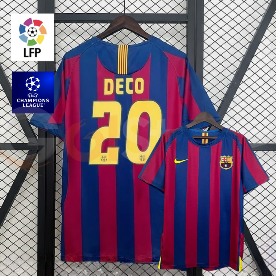 FC Barcelona 2005 2006 Retro Home Jersey Deco 20 Short Sleeve Classic Football Shirt Blaugrana