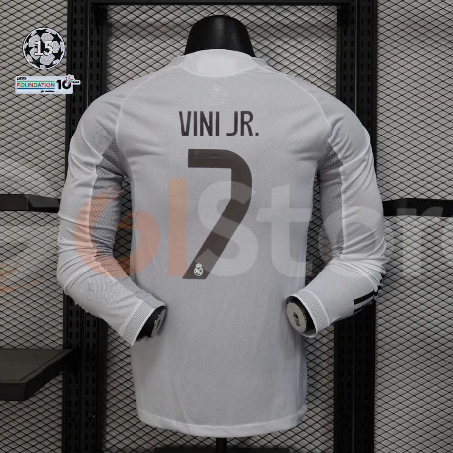 Real Madrid 2025/26 Home Long Sleeve Jersey #7 Viní Jr. – Professional Edition Custom Football Shirt S–2XL