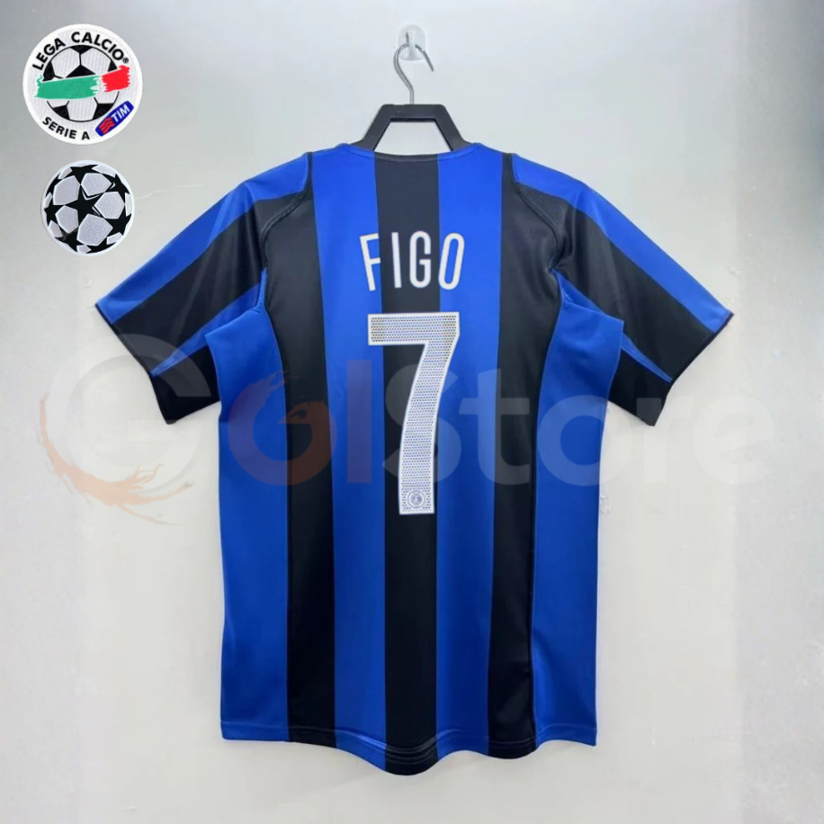 Inter Milano 2004-2005 Retro Home #7 Figo Jersey – Serie A & UEFA Champions League Edition – Short Sleeve S-2XL
