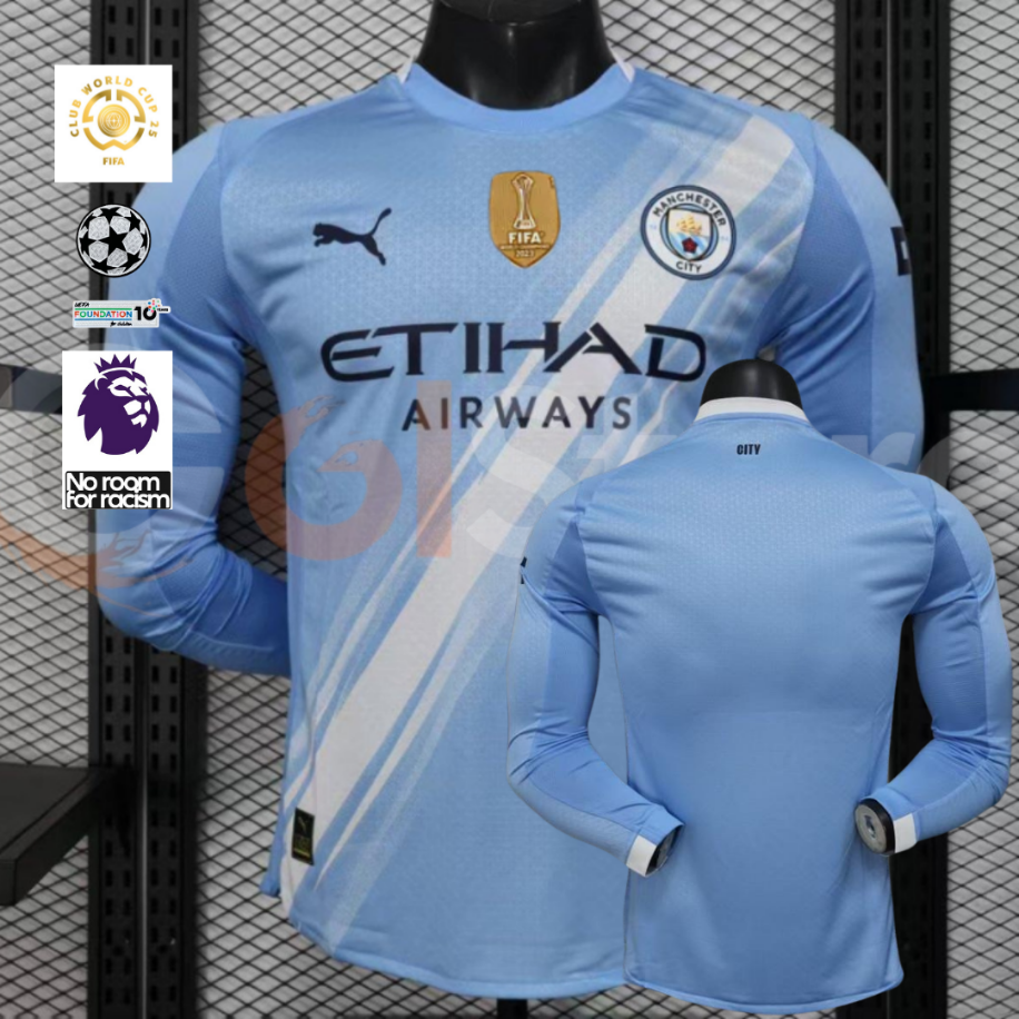 2025-26 Manchester City Home Long Sleeve Jersey | Official Style | S–3XL | Fast Shipping