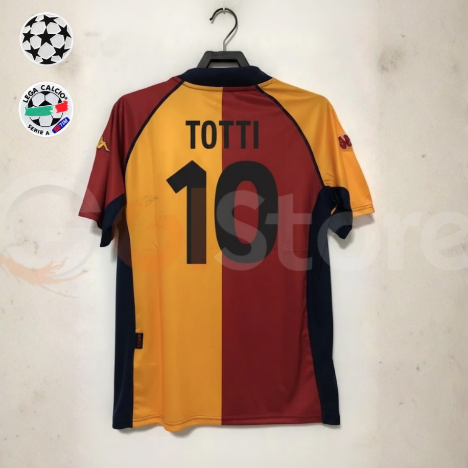 AS Roma 2000/01 Retro Home No.10 Totti Jersey – Serie A Champion Classic Short Sleeve Football Shirt S–2XL