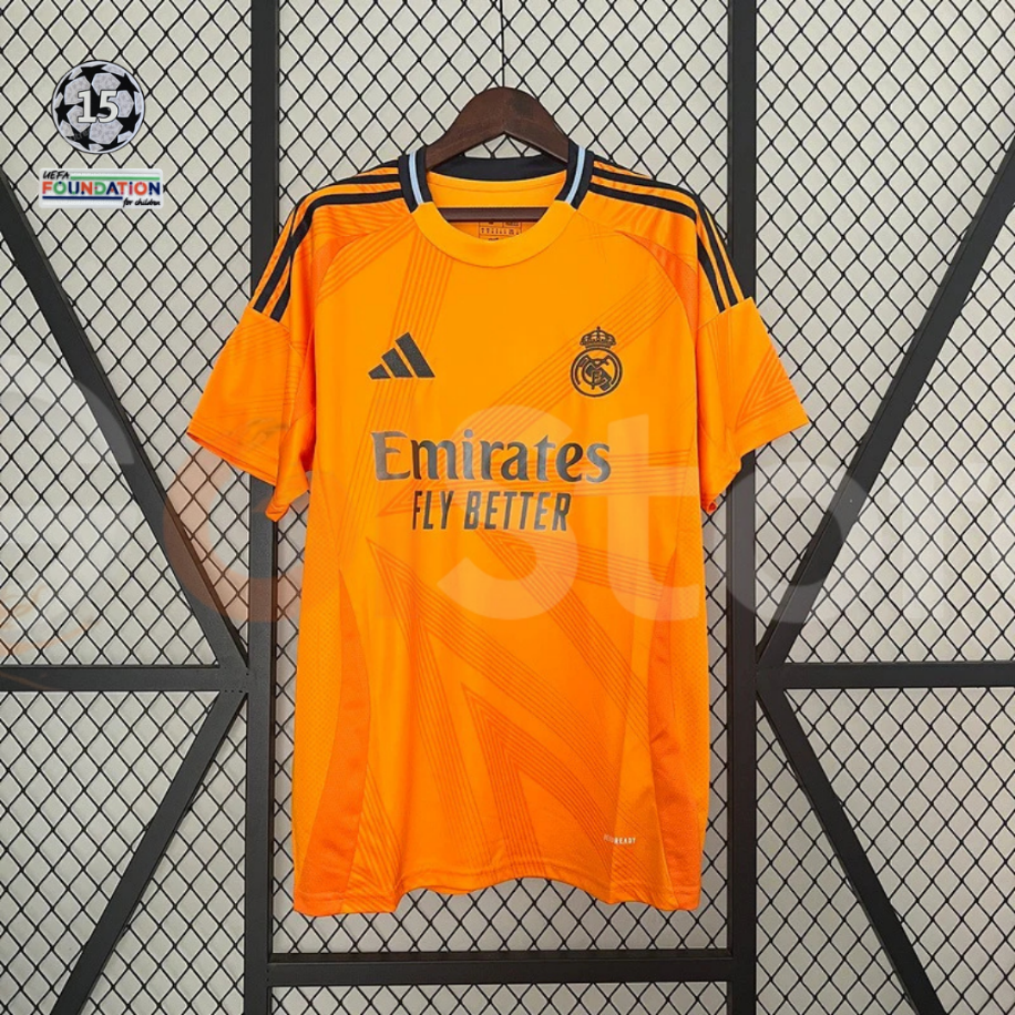 Real Madrid 2024-25 UCL Third Jersey #9 Mbappe | Orange Edition | S–3XL | Fast Shipping