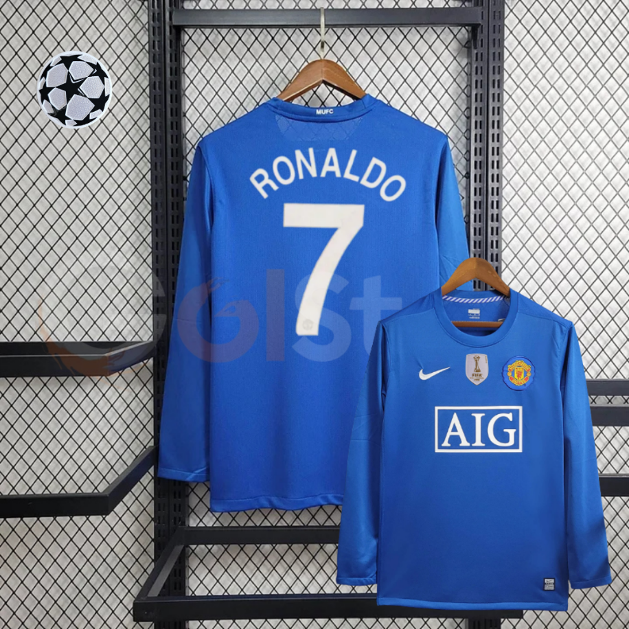 Manchester United 2008 2009 Retro Away UCL Cristiano Ronaldo 7 Long Sleeve Football Jersey