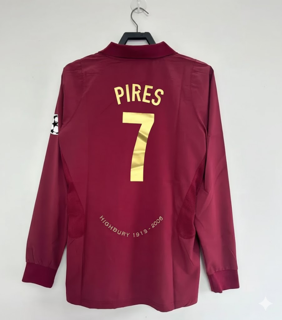 Arsenal 2005-06 Retro Home Long Sleeve Jersey | #7 Robert Pires | UCL
