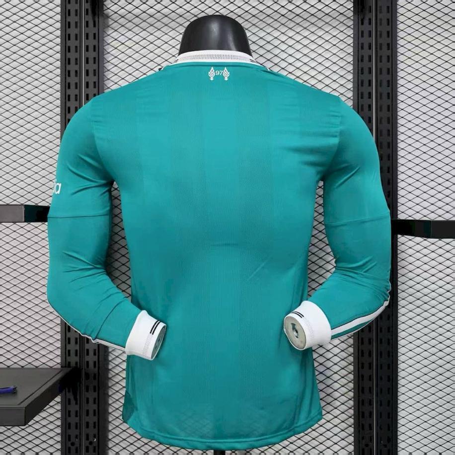 2025-2026 Liverpool Player Version Green Third Long Sleeve Jersey Personalized UCL Patch