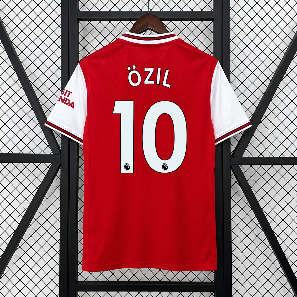 Arsenal FC 2019-2020 Retro Home Jersey | Mesut Özil #10 Men's Soccer Shirt - Short Sleeve Bruised Banana Anniversary Era with Optional Premier League Patches