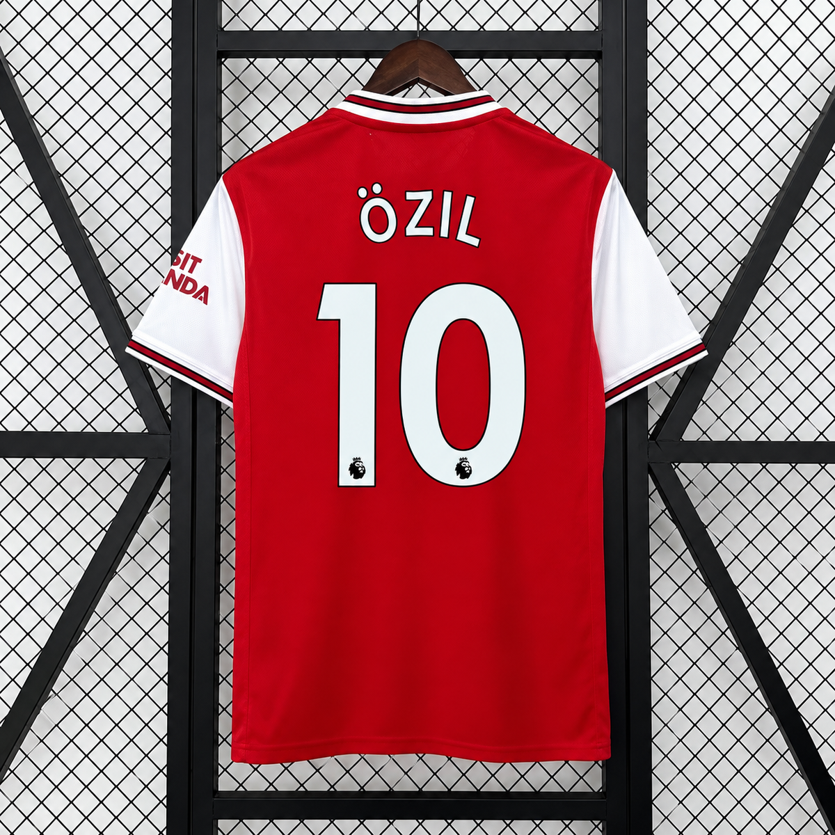 Arsenal FC 2019-2020 Retro Home Jersey | Mesut Özil #10 Men's Soccer Shirt - Short Sleeve Bruised Banana Anniversary Era with Optional Premier League Patches